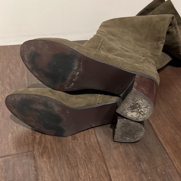 Women’s JustFab Over The Knee Boots, olive green alle WC size 11 zipper - Picture 9 of 10